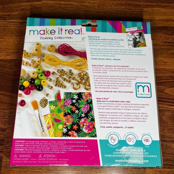 NEW Make It Real Decoupage A Bead Jewelry Making DIY Kit French - Picture 2 of 2